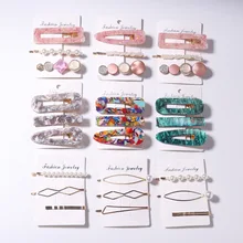 3 шт./компл. сплав акриловый зажим для волос геометрический заколка шпилька для волос с жемчужиной леопардовые заколки для волос женские аксессуары для волос