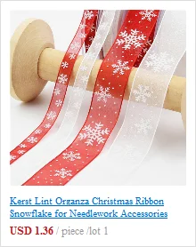Kerst Lint органза Рождественская лента снежинка для рукоделия аксессуары подарок ручной работы DIY упаковка атласная лента для рукоделия