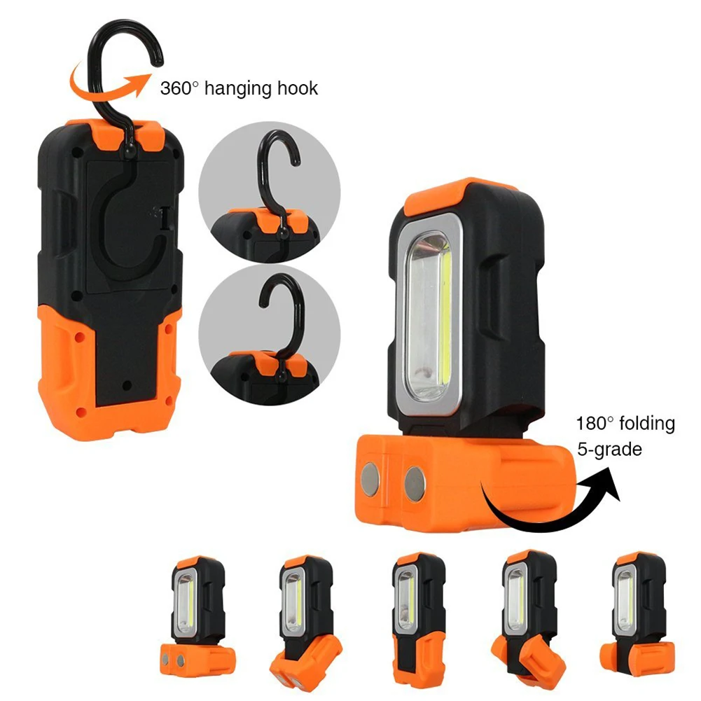 Portable LED Work Light 200 Lumens 5000K Daylight COB Flashlight Magnetic Base Hanging Hook for Car Repairing Blackout Emergency |