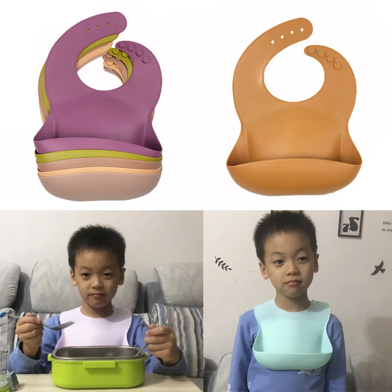 Silicone Breastplate Baby Bib Waterproof Solid Infant Bandana Easy To Clean Bibs 