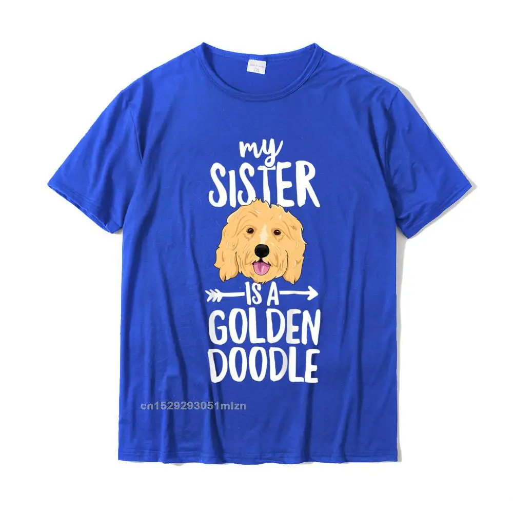 Prevalent Mens T Shirt Family Normal Top T-shirts 100% Cotton Short Sleeve Leisure Tops Shirts Crew Neck Wholesale Kids My Sister Is A Goldendoodle T-Shirt Boy Girl Dog Family T-Shirt__3376 blue