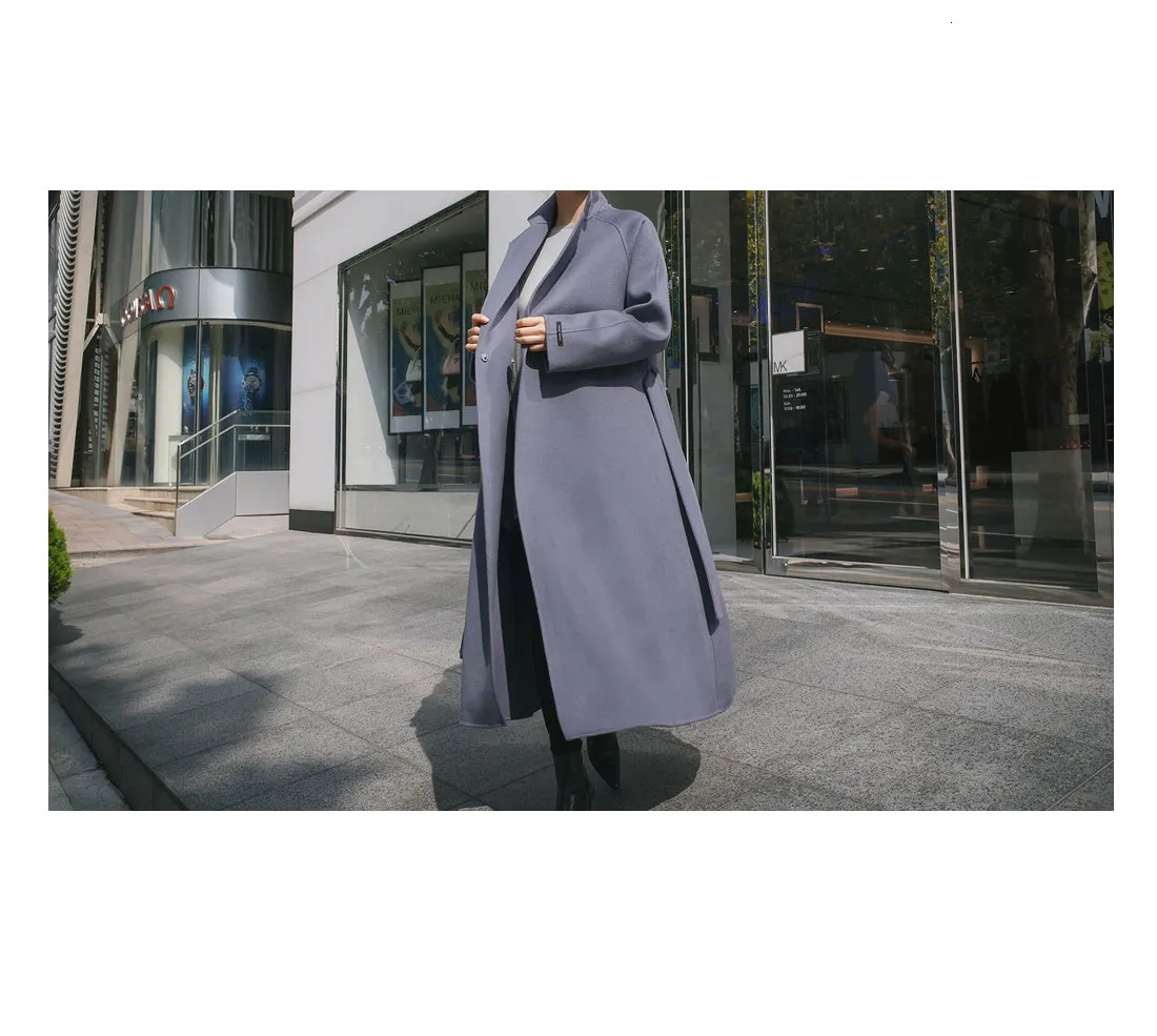 Autumn and Winter Women Long Woolen Coat New Wild Casual Fashion Woolen Coat Female Korean Style Pluz Size F188
