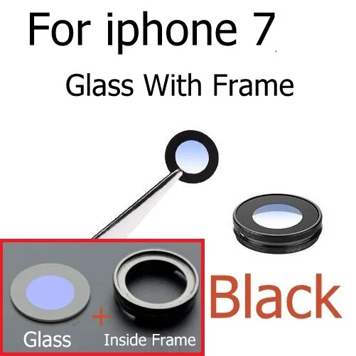 Задняя камера стеклянная крышка объектива Рамка держатель для iPhone 7 8 Plus 7p 8 p Основная камера стеклянный объектив+ рамка запасные части - Цвет: Black For iphone 7