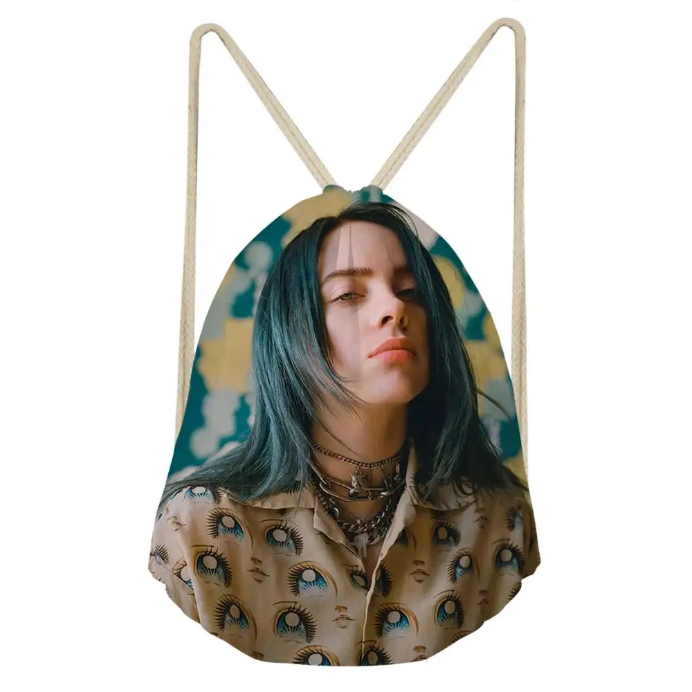 Модные сумки Billie Eilish на шнурке для женщин и девочек, рюкзак на шнурке, Детский рюкзак на шнурке, дорожный мешочек для хранения