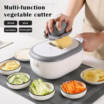 

Multifunctional Vegetable Cutter Rotating Drain Basket Potato Grater Kitchen Household Food Shredder Drop Shipping