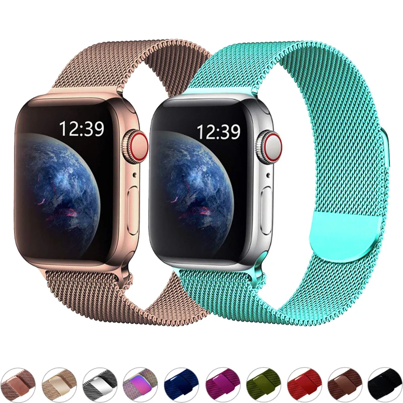 

milanese loop strap for apple watch band 42mm 38mm apple watch 4 5 band 44mm 40mm bracelet stainless steel magnetic watchband