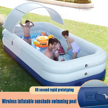 

Swimming Pool 2.1 Meters Creative Home With Awning Thickened Inflatable Swimming Pool Play Home Vacation Swimming Pool #YL5