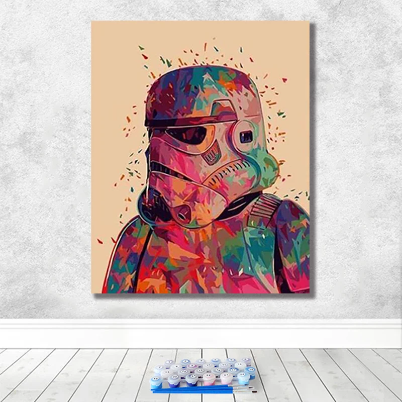 painting by numbers art paint by number DIY Hand-painted abstract star wars home background wall corridor decorative painting - Цвет: 21088