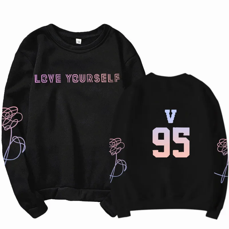 Sweatshirtblack95V2 Love yourself, толстовка answer idol, Bangtan boys Kpop v(taehyung) jungkook jimin suga jhope RM rapmonster jin Harajuku style - Цвет: Sweatshirtblack95V2