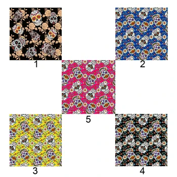 

110x90cm 100% Cotton Fabric Halloween Flower Skull printed Cloth for DIY Handmade Sewing Patchwork Needlework Apparel Decor