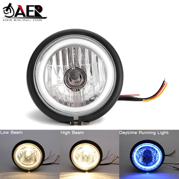 

6.5 inch LED Motorcycle Headlight Hi&Lo HeadLamp Bulb DRL With Angel Ring for Harley Sportster Cafe Racer Bobber Iron 883