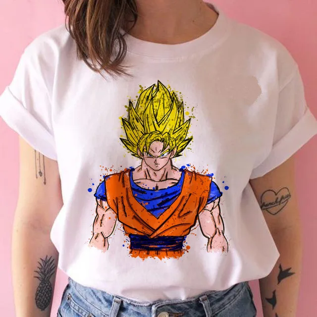 New Anime Dragon Ball Kawaii Funny Woman T-shirts Cartoon Shirt Harajuku T-shirt Ullzang Graphic Tshirt Fashion Top Tees Female 22