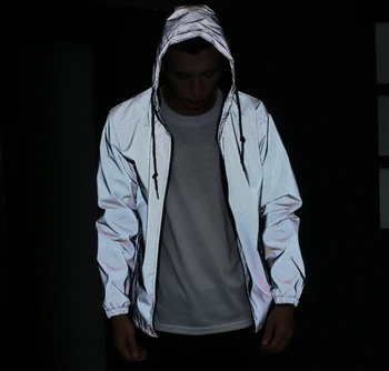 

Hip Hop Mesh Reflective Noctilucent Hooded Jacket 2020 New Running Sporting Mens Light Jackets Coats Waterproof Coat Outwear