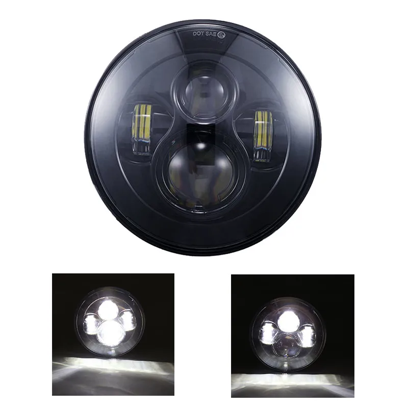 Suporte de Farol de Led para Motocicleta Acessórios para Motocicleta Polegadas com Revestimento Farol de Lâmpada para Harley Anel de 7 Alta - Baixa Luz Led 7 '' 50w h4 26 15_??