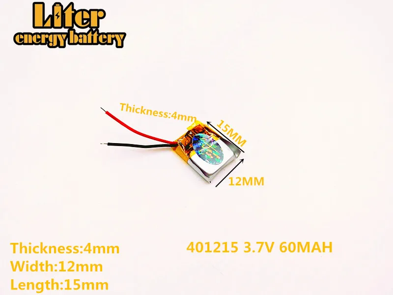 Liter energy battery 3.7V polymer lithium battery 401215 60mah MP3 MP4 60MAH Bluetooth headset small toy sound