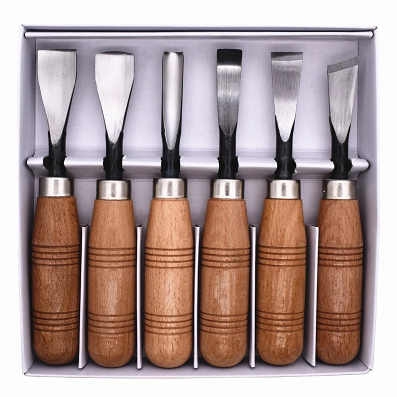 

6Pcs Woodcut Knife Wood Carving Chisel Set Chip Detail Carving Chisels Kit Rust-Proof Wood Carpenter Hand Tools For Working Diy