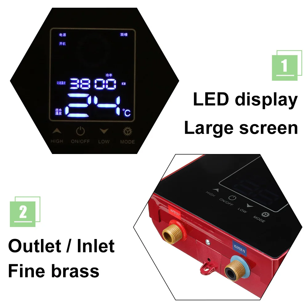 8500W 220 V/110 V LCD chauffe eau électrique numérique touchant commande vocale température constante chauffe eau sans réservoir instantané