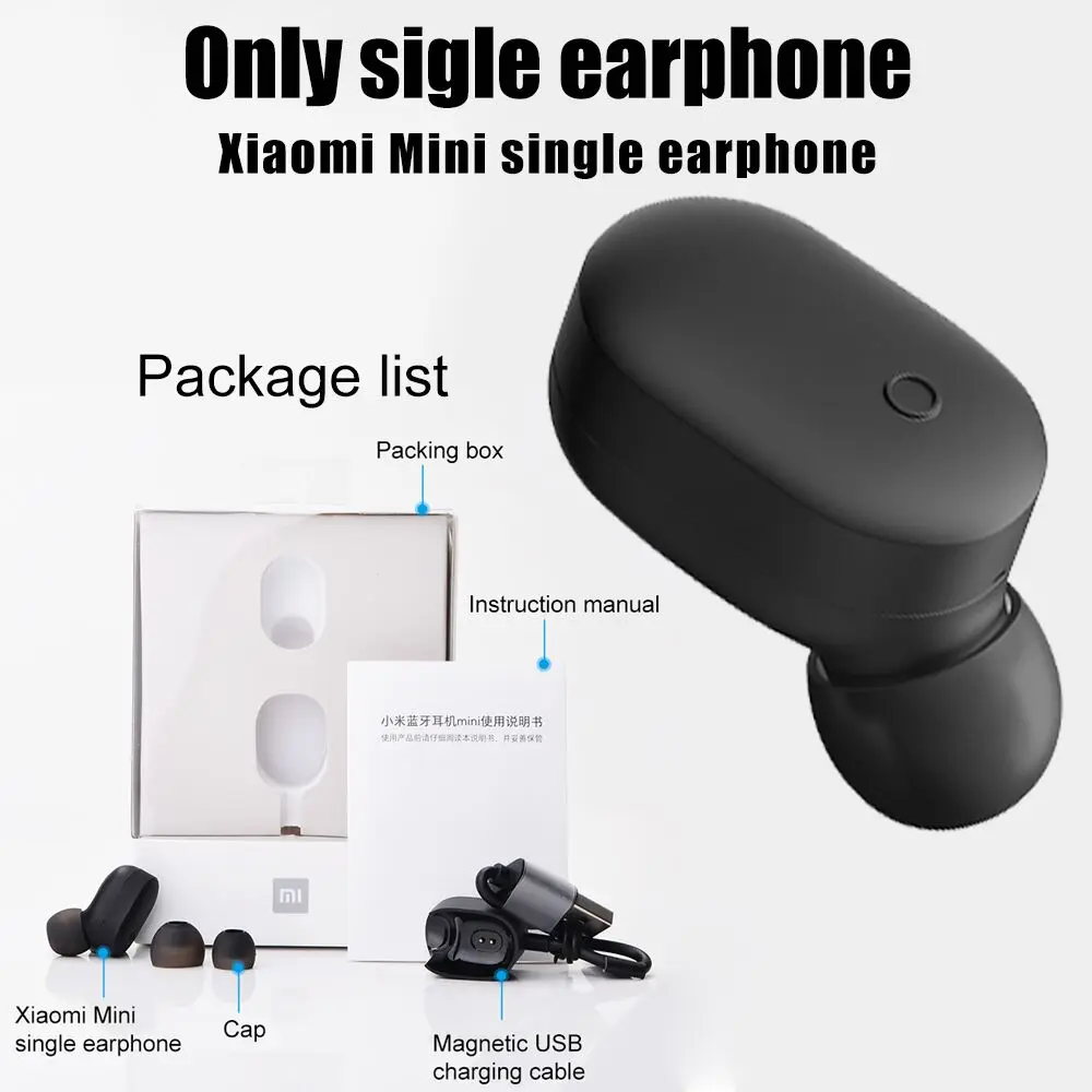 Mini Single ear 1 Оригинальные беспроводные bluetooth-наушники Xiaomi, мини-гарнитура, Bluetooth 4,1, Xiaomi, мини беспроводные наушники, встроенный микрофон, гарнитура - Цвет: Mini Single ear 1