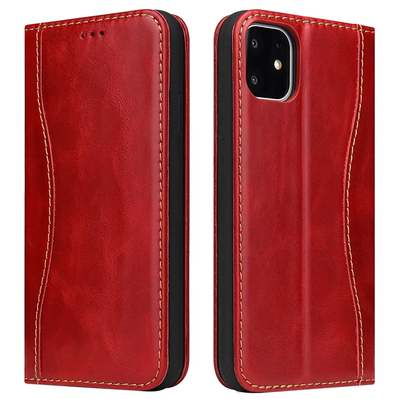 Чехол из натуральной коровьей кожи для iPhone 11 Pro Max Book Wallet Магнитный