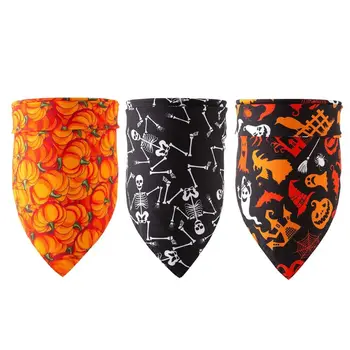 

3 Pcs Halloween Elements Dog Bandana Reversible Triangle Bibs Scarf Attire Puppy