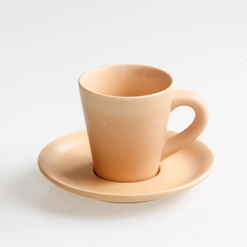 Orange 100 мл низкая Глянцевая морозная текстура Demitasse эспрессо чашка блюдце набор кафе дешевые мини Expresso итальянская черная кружка для кофе поднос - Color: Orange