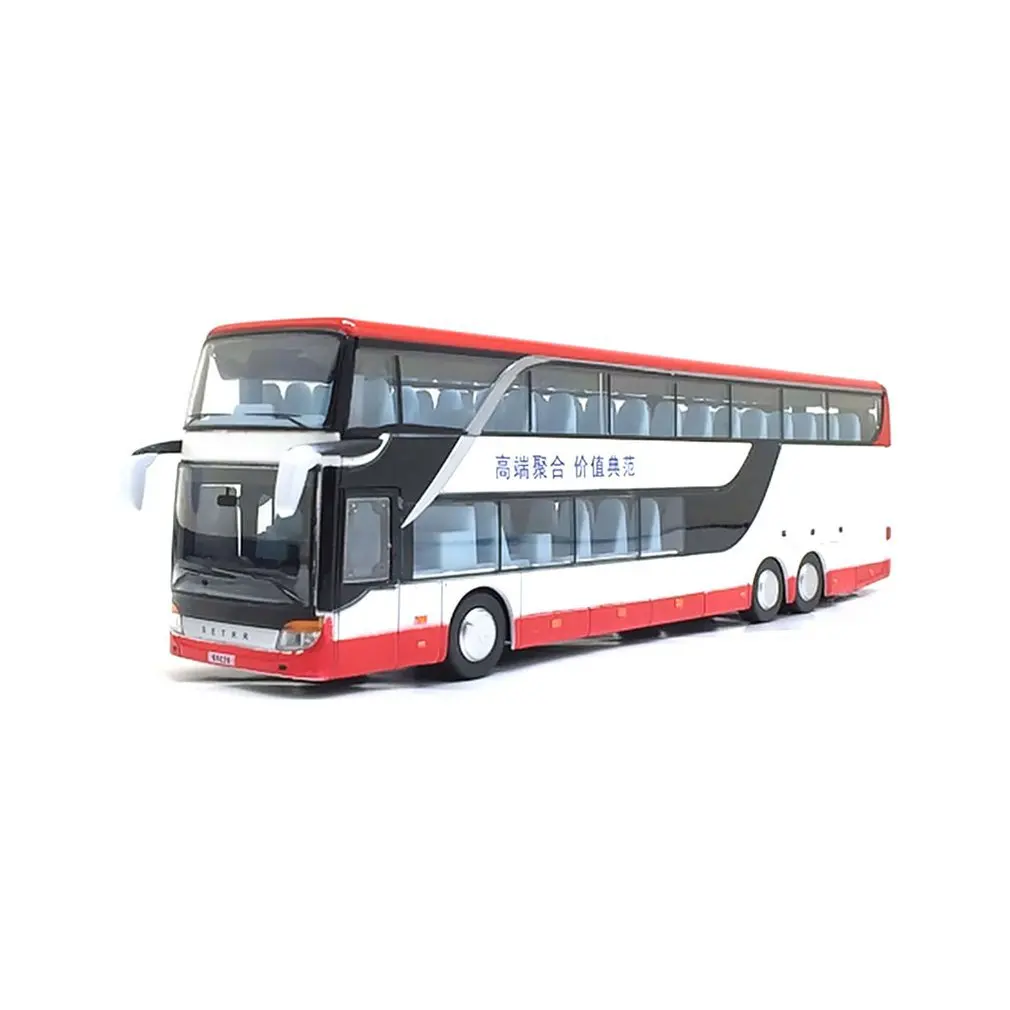 Sale High quality 1:32 alloy pull back bus model high imitation Double sightseeing flash toy vehicle free shipping | Игрушки и хобби