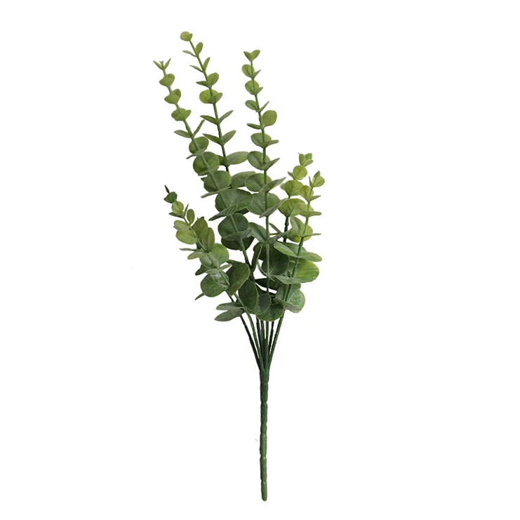 green Искусственная пластиковая ветка эвкалипта для рождественских свадебных украшений, цветочная композиция, маленькие листья, растения, искусственная листва - Цвет: green