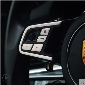 

Replacement Type Steering Wheel Buttons Cover Trim Decals For Porsche Macan 2014-18 Cayenne 2015-18 Panamera 2017-18 Chrome ABS