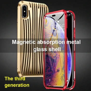 

Magnetic Case For iPhone 11 Pro MAX XR XS Max 7 8 Plus Magnetic Absorption Metal 9H Glass Shell Case Cover