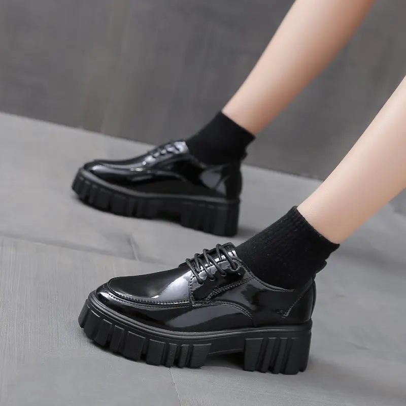 

Nice New Nice Oxfords Pu Leather Lace Up Women Shoes Female Plus Size Casual Shoes Woman High Heels Platform Ladies Shoes