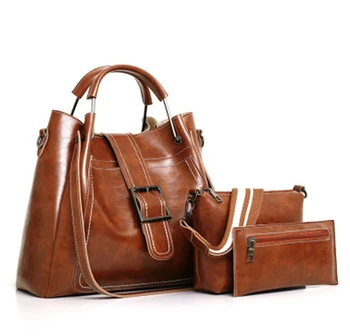 

3pcs Big Capacity Handbags and Purses Belt Design Lady Travel Hand Bag Female Shoulder Messenger Bags