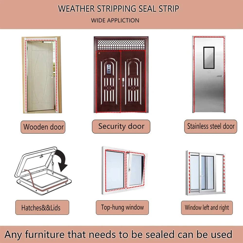 Silicone Rubber Sealing Strip Self Adhesive Doors Window Soundproofing Weather Stripping Gap Blocker I Type Insulation Tape 6M door seal strip sealing strip tape window seal strip sealing tape sealing strip rubber seal strip rubber door weatherstripping door weatherstripping silicone seal strip