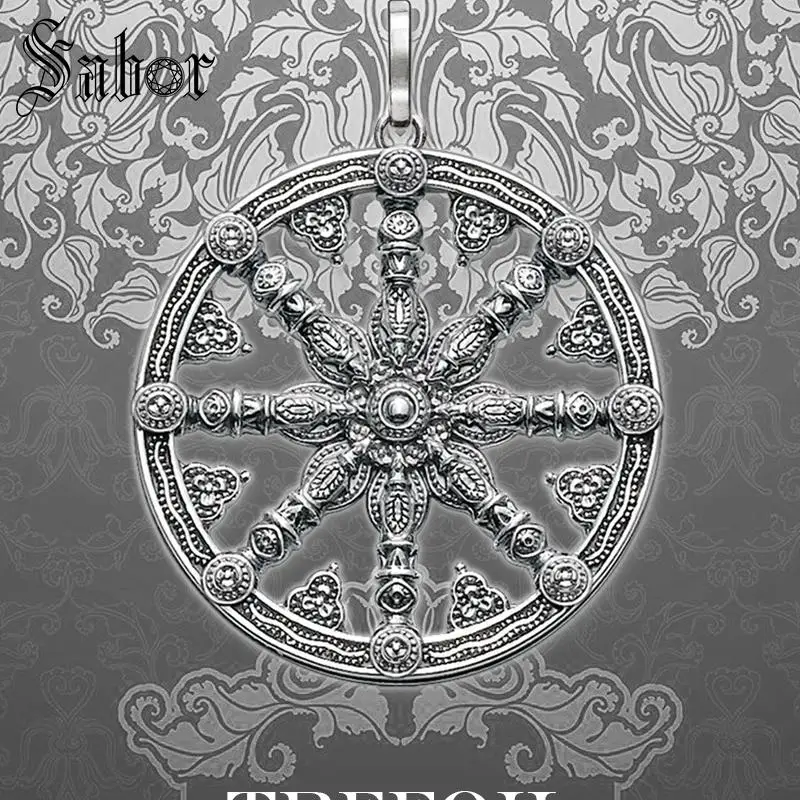 Кулоны с Кармой колесом модные ювелирные изделия серебристый цвет темный