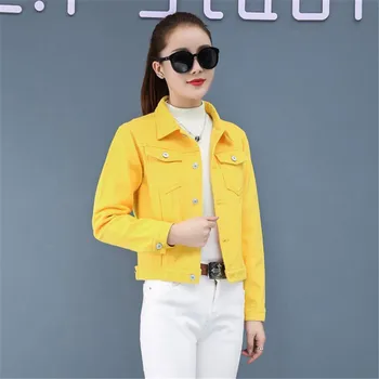 

2020 new ladies jackets and coats fall candy color casual short denim jacket
