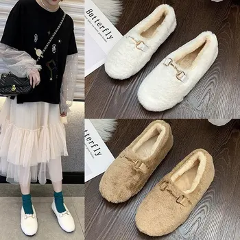 

Mao Mao Shoes Winter Plus Velvet Cotton Scoop Shoes 2019 Joker Flat Bottom Lazy Doudou Shoes Female Chao