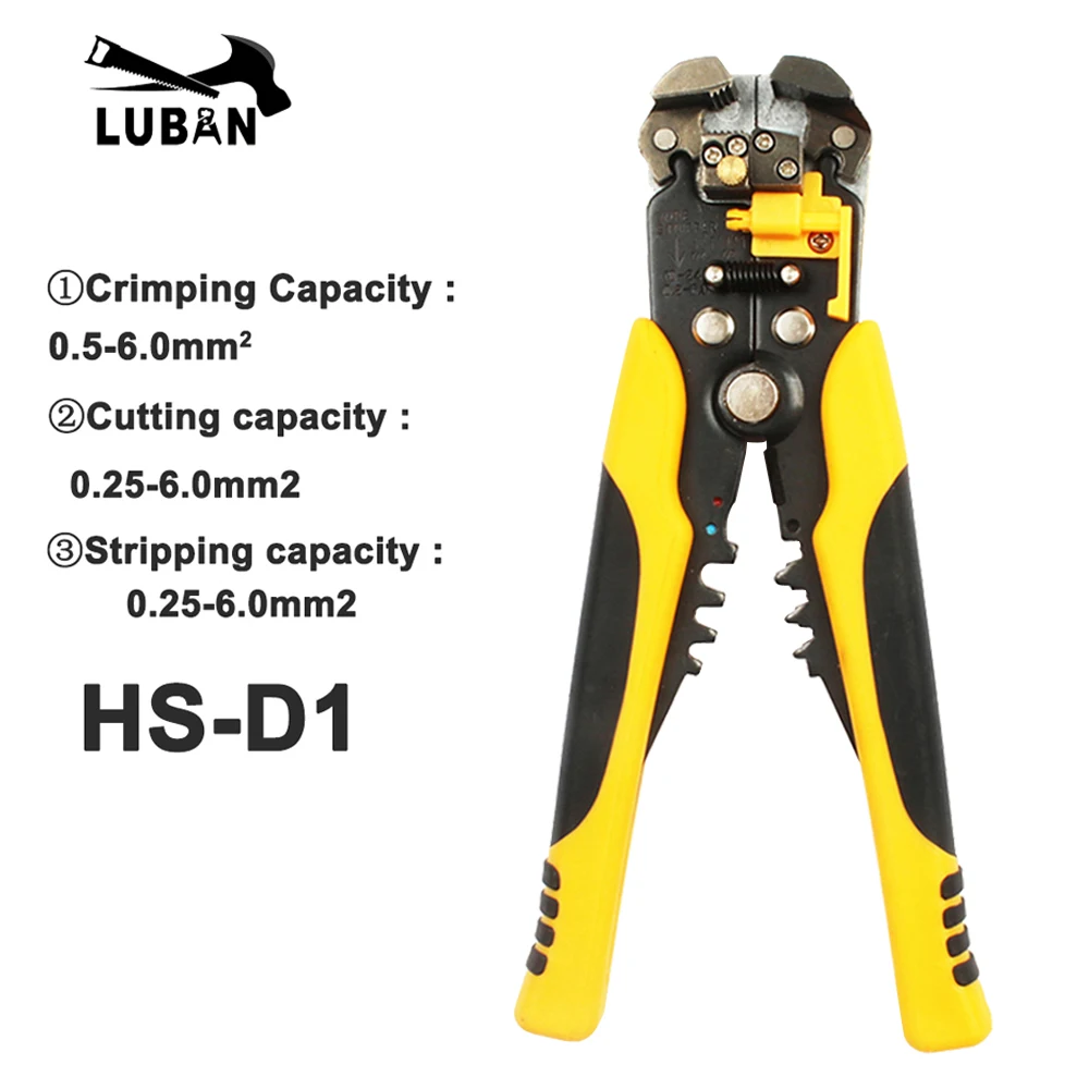 HS-D1 AWG24-10 (0.2-6.0mm2 ) Multifunctional automatic stripping pliers Cable wire Stripping Crimping tools Cutting cutter block plane Hand Tools