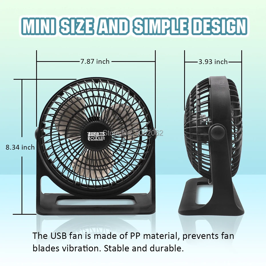 Pccooler портативный мини USB бесшумный вентилятор Настольный компьютер вентилятор 360 ° регулируемый большой объем воздуха для домашнего офиса USB устройства маленький вентилятор