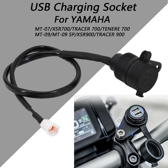 Motorcycle Dual USB Charger Plug Socket Adapter For YAMAHA MT09 SP XSR900  MT07