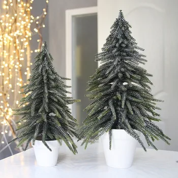 

2020 Christmas Mini Potted Artificial Plants Fake Ball Tree Small Bonsai Christmas Home Decoration Desk Small White Xmas Trees