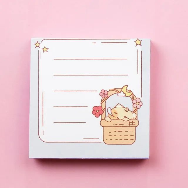 80Page Korean Notebook INS Wind Cartoon Animal Fruit Girl Pattern Horizontal Line Memo Pads Color N Message Cute Sticky Notes 15 Sleeping cat