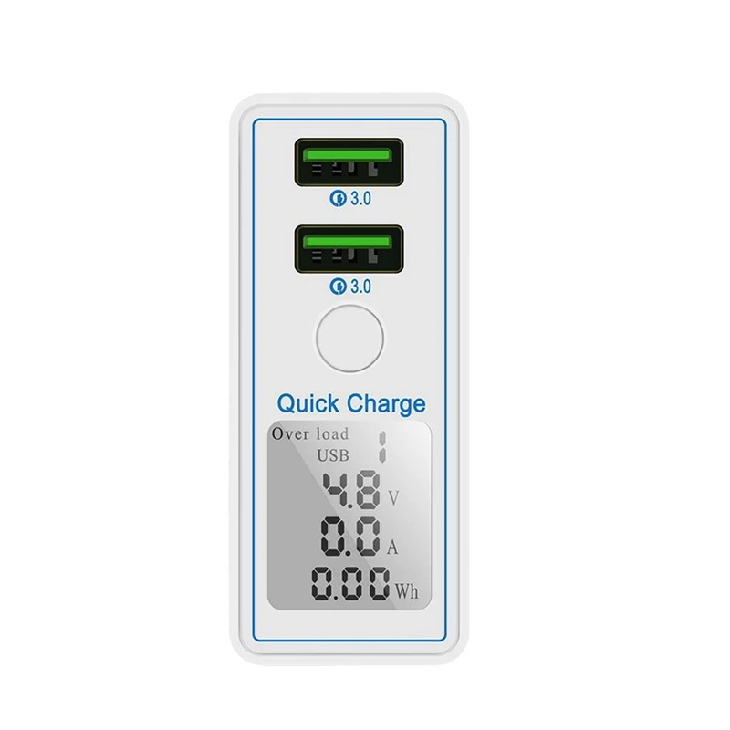 QC3.0 двойной быстрой зарядки USB 7.2A смарт-дисплей экран US Plug зарядное устройство