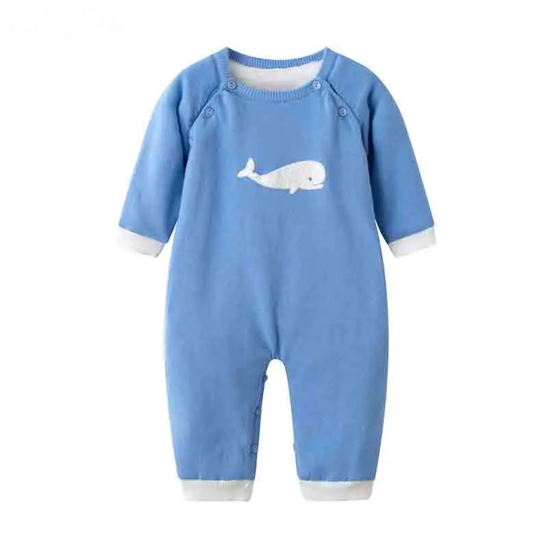 

Baby Rompers Knitted Winter Clothes Soft Warm Newborn Bebes Boys Cartoon Whale Toddler Kids Jumpsuits One Piece Children Sweater