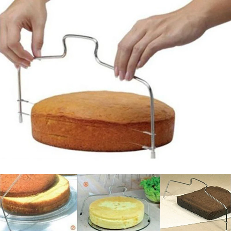 

1PC Stainless Steel Adjustable Wire Cake Cutter Slicer Leveler DIY Cake Baking Tool Kitchen Accessorie High Quality Cake Scraper