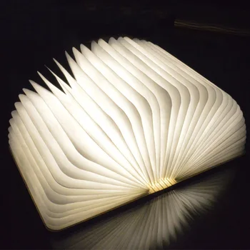

New Creative Wood Foldable Pages Led Book Shape Night Light Lighting Lamp Portable Booklight USB Rechargeable