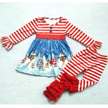 

Adorable children's Christmas Santa girl legging clothes ruffles kids new design winter holiday party outfits