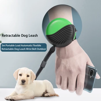 

3m Traction Rope Wrist Belt Hands-free Extendable Walking Automatic Flexible Puppy Running Retractable Dog Leash Portable Lead