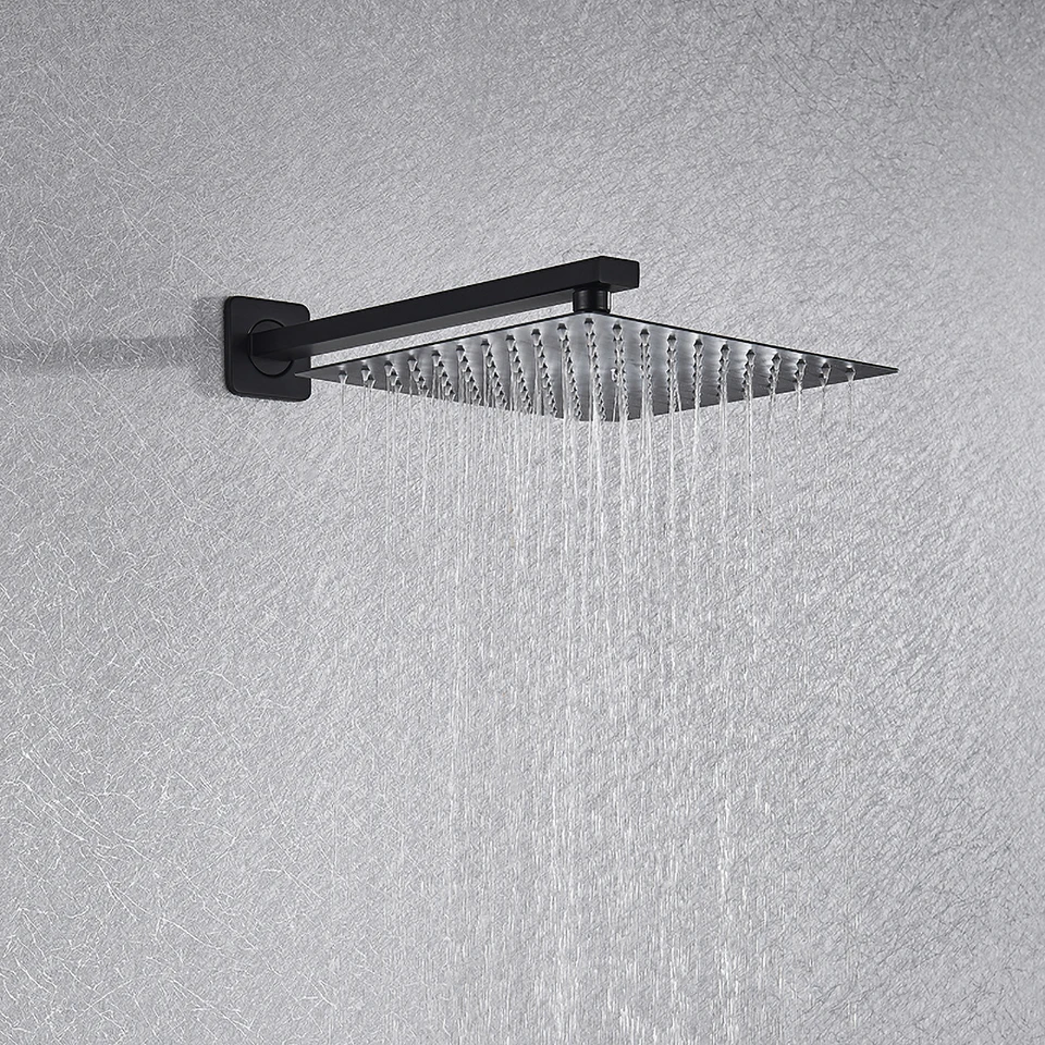 Black Bath Shower Set Wall Mounted Concealed Shower Faucet System Rainfall Bathroom Mixer Bathtub Tap with Hand Sprayer bathroom shower faucet set
