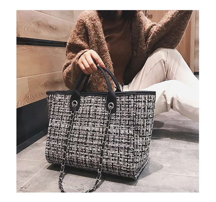 Fashion Women's Casual Hand Tote Bag Large Size Shopping Bag Wool Leisure Shoulder Bag Big Trendy Travel Bag Handbags Women