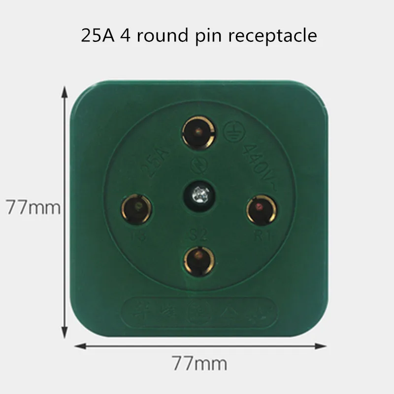 

1PCS AC 440V 16A 25A Green Round Pin Three 3 Phase Four 4 Wire 3P4W 3P 4W Industrial Plug Socket
