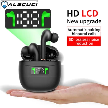 

ALECUCI Bluetooth 5.2 Wireless Headphones TWS Earphones with Charging Case Mini Earbuds Built-in Mic 6Hrs work time LED Display